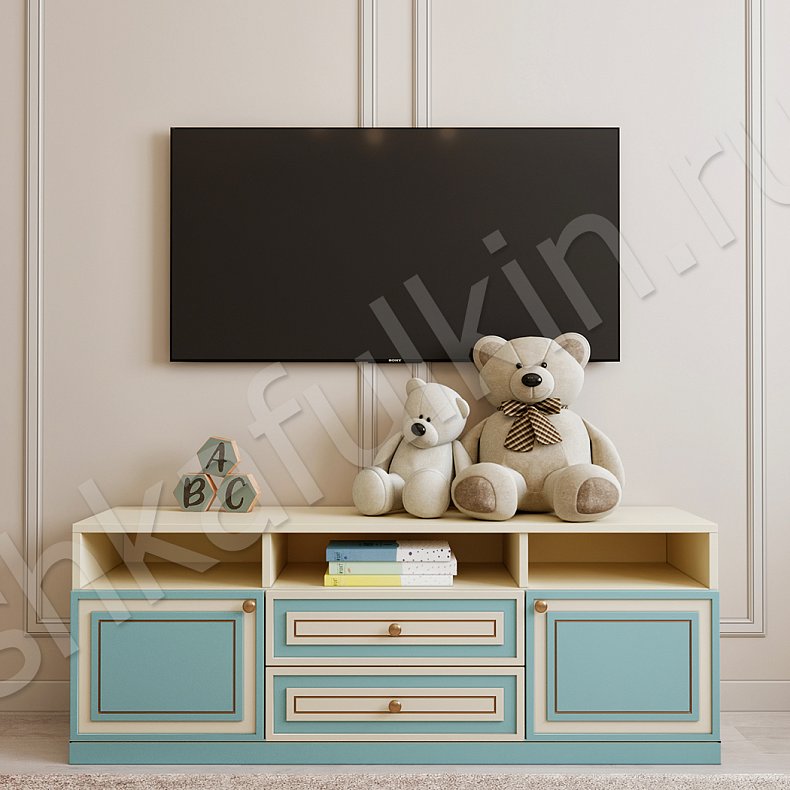 Изображение Детская Лора Белый Цветной Розовый Светлые Зеленый Классика 4х створчатые Детская Для книг Под ТВ Для вещей 20