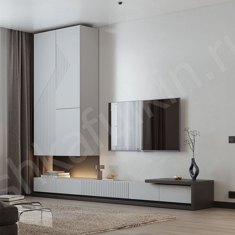 Стенка Фигаро Белый Черный Светлые Темные Современный 2х створчатые Гостиная Под ТВ