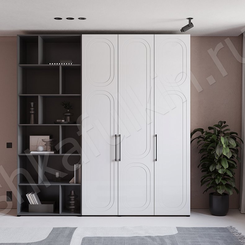 Шкаф Лантерри Белый Скандинавский 3х створчатые Спальня Для вещей 1