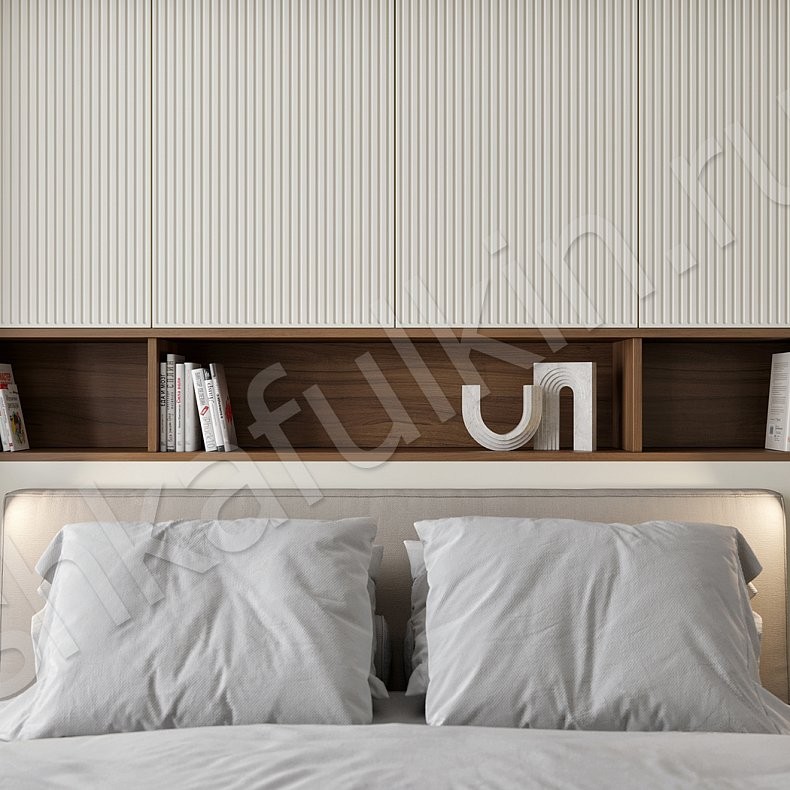 Изображение Гарнитур Марта Коричневый Светлые Современный 2х створчатые Спальня Для книг Под ТВ Для вещей 3