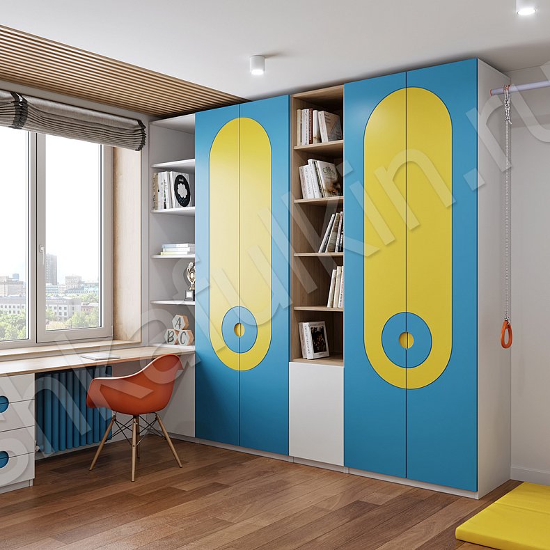 Изображение Детская Николь Цветной Светлые Современный 4х створчатые Детская Для книг Для вещей 3