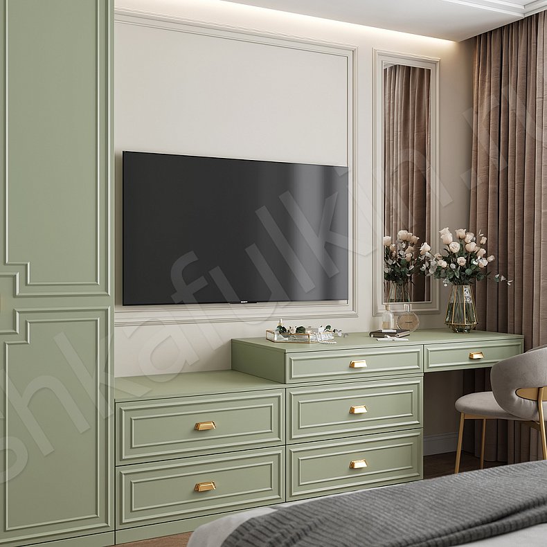 Гарнитур Агата Белый Неоклассика 2х створчатые Спальня Для белья Для вещей 12