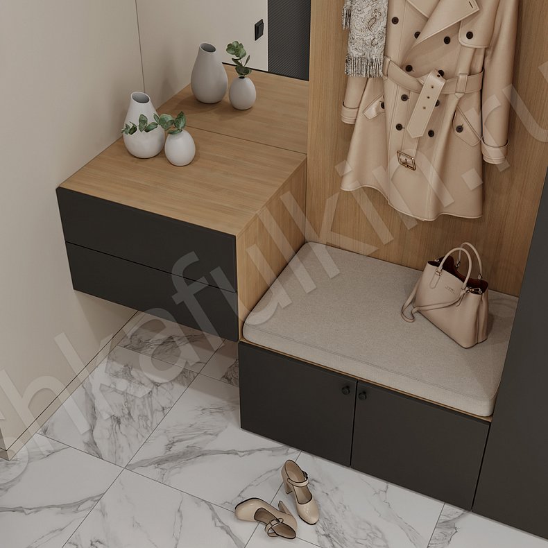 Изображение Прихожая Олли Черный Темные Скандинавский 2х створчатые Прихожая Для вещей 4