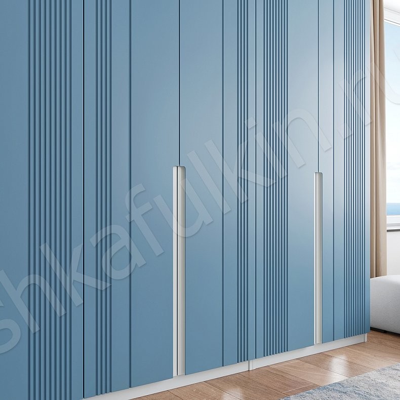 Изображение Шкаф Альгеро Цветной Синий Светлые Современный 6и створчатые Спальня Для вещей 5