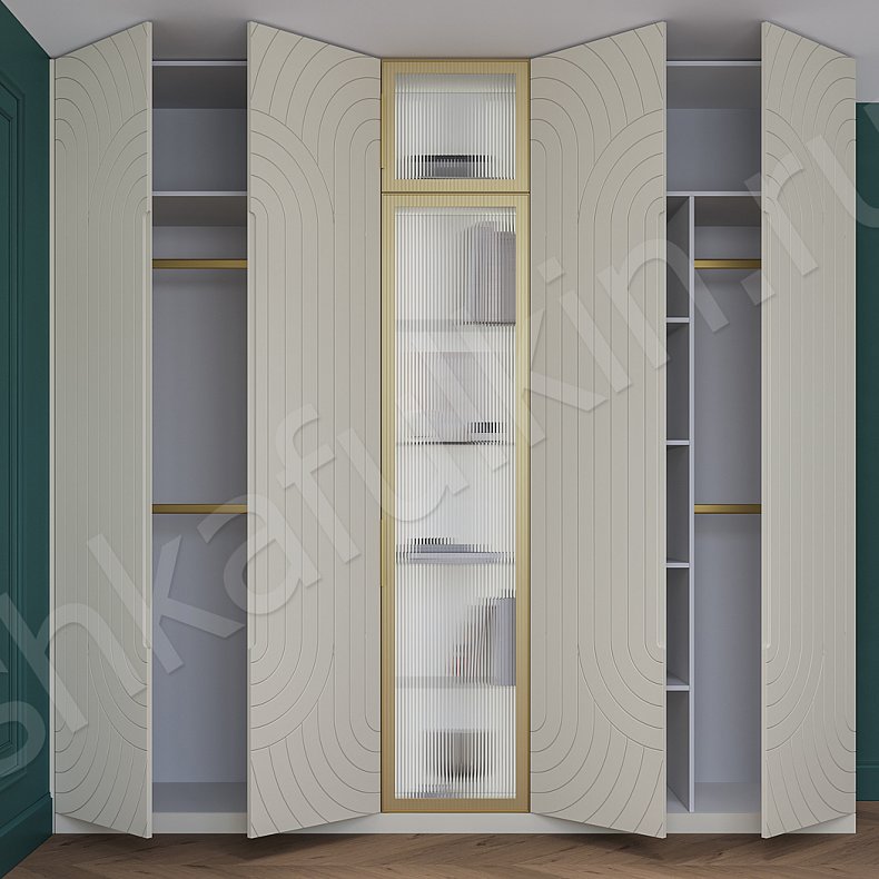 Спальня Паттерн Белый Светлые Неоклассика 4х створчатые Спальня Для белья Для книг Для декора Для вещей 5