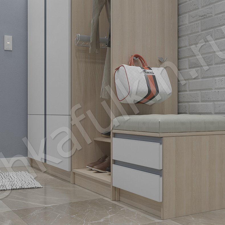 Прихожая Аллегро Белый Древесный Лофт 2х створчатые Прихожая Для вещей 2