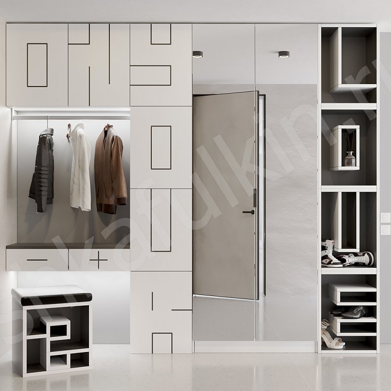 Изображение Прихожая Азимут Светлые Белый Современный 2х створчатые Прихожая Для вещей 2