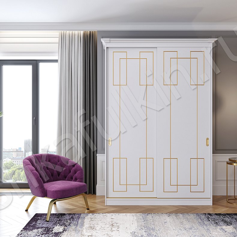 Корпусный шкаф-купе Маренго Золото Модерн 2х створчатые Гостиная Для вещей 2