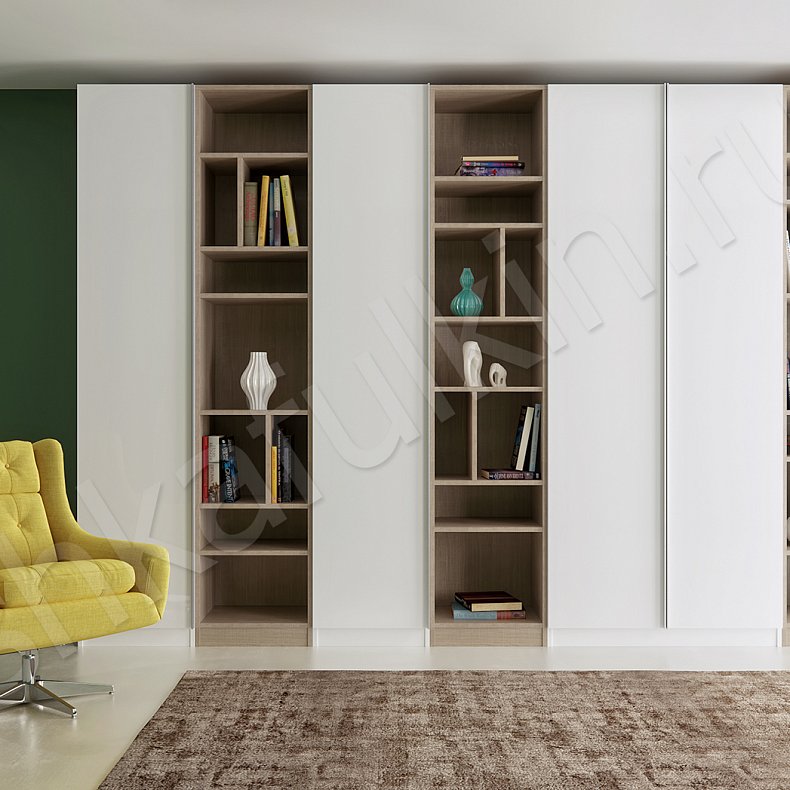 Корпусный распашной шкаф Белла Светлые Белый Современный 4х створчатые Гостиная Для вещей Для книг