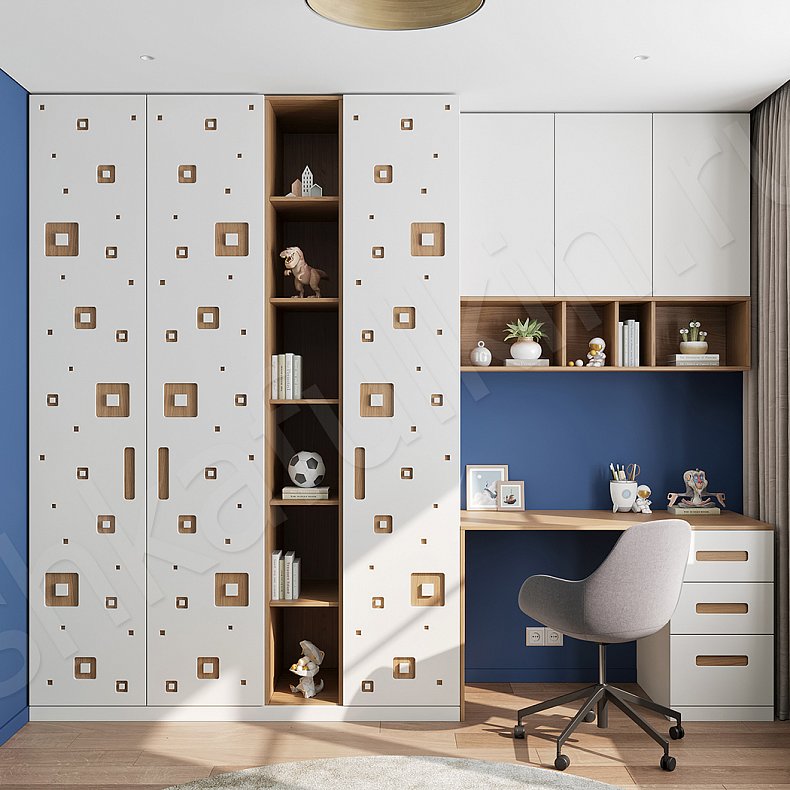 Гарнитур Тигель Белый Современный 3х створчатые Детская Для вещей Для декора Для книг