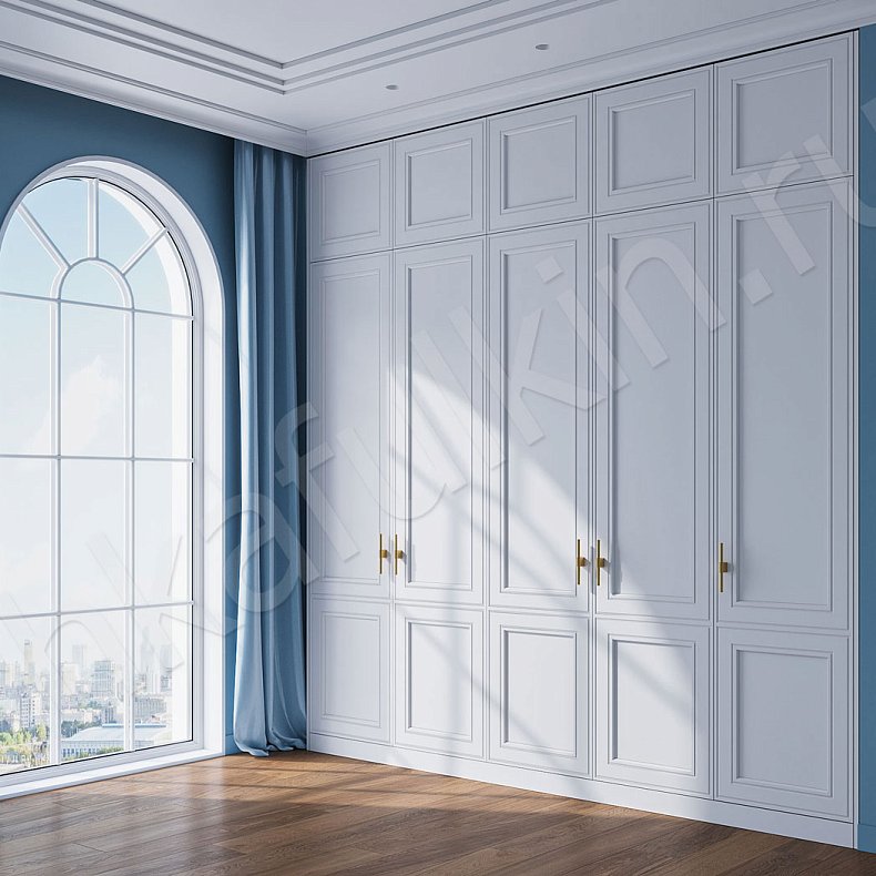 Встроенный шкаф Параиба Белый Светлые Классика 5и створчатые Спальня Для белья 3