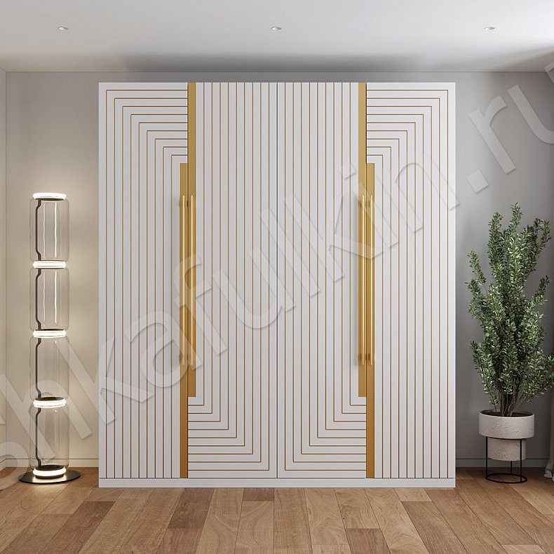 Шкаф Болеро Белый Черный Золото Модерн 4х створчатые Гостиная Для вещей 4