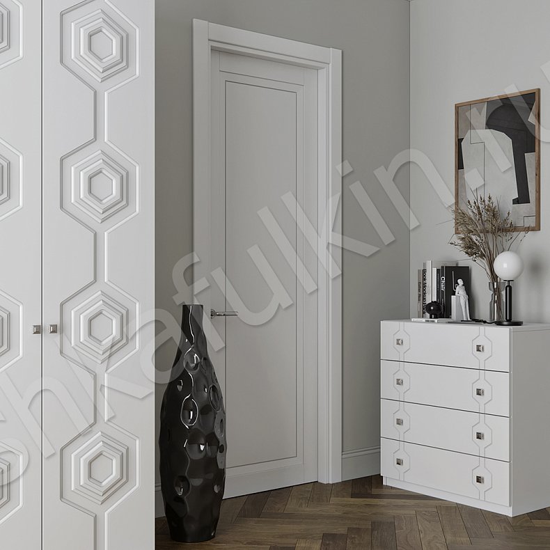 Изображение Гарнитур Тонго Белый Светлые Современный 4х створчатые Спальня Для белья Для вещей 3