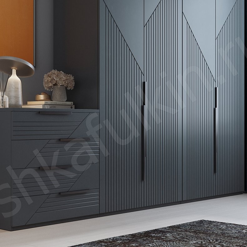 Изображение Гарнитур Фигаро Белый Светлые Серый Модерн 4х створчатые Спальня Для вещей 8