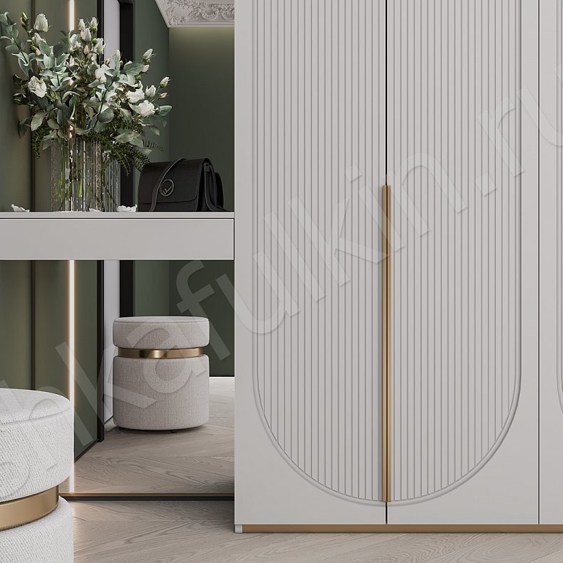 Прихожая Скаволлини с консолью Белый Цветной Светлые Зеленый Неоклассика 4х створчатые Прихожая Для вещей 7