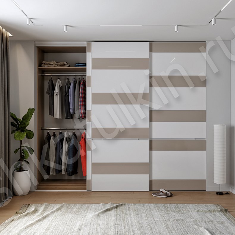 Встраиваемый шкаф-купе Бримнэс Коричневый Светлые Серый Современный 3х створчатые Спальня Для вещей 1