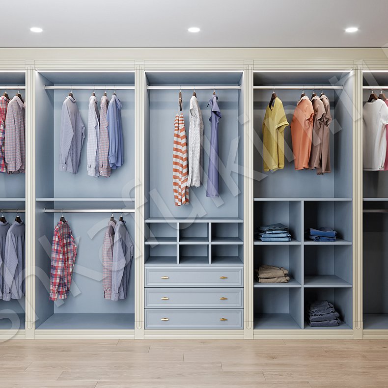 Гардеробная Томас Синий Минимализм 6и створчатые Гардеробная  3