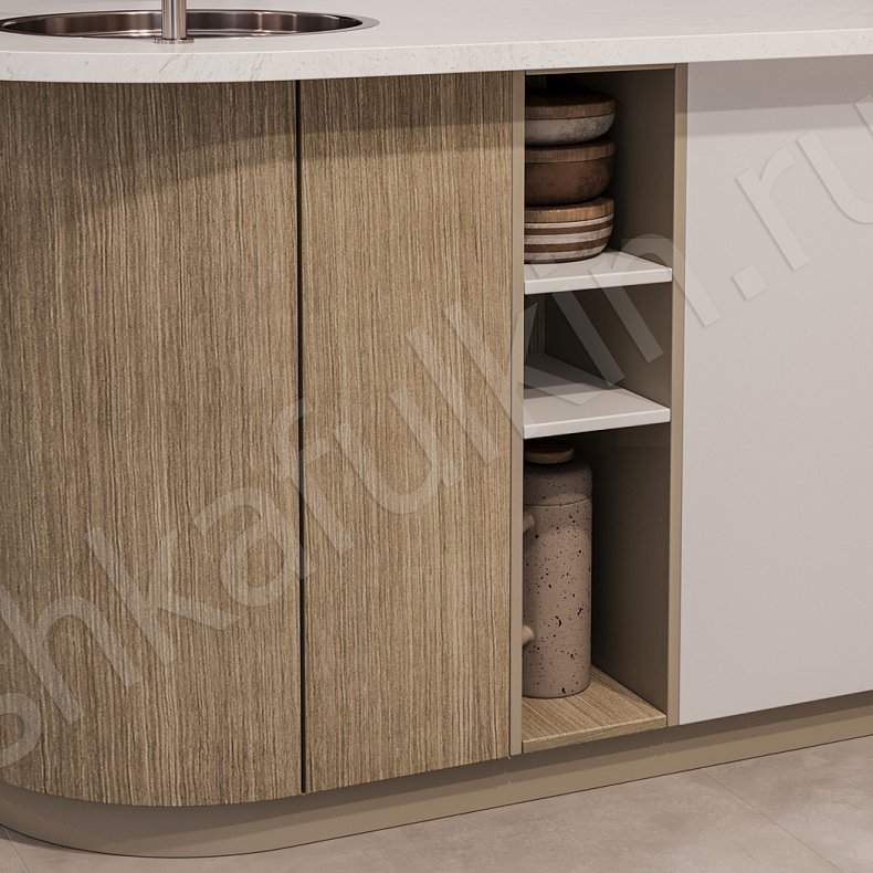 Изображение Кухня Кевин Светлые Коричневый Древесный Белый Современный   Для посуды 6