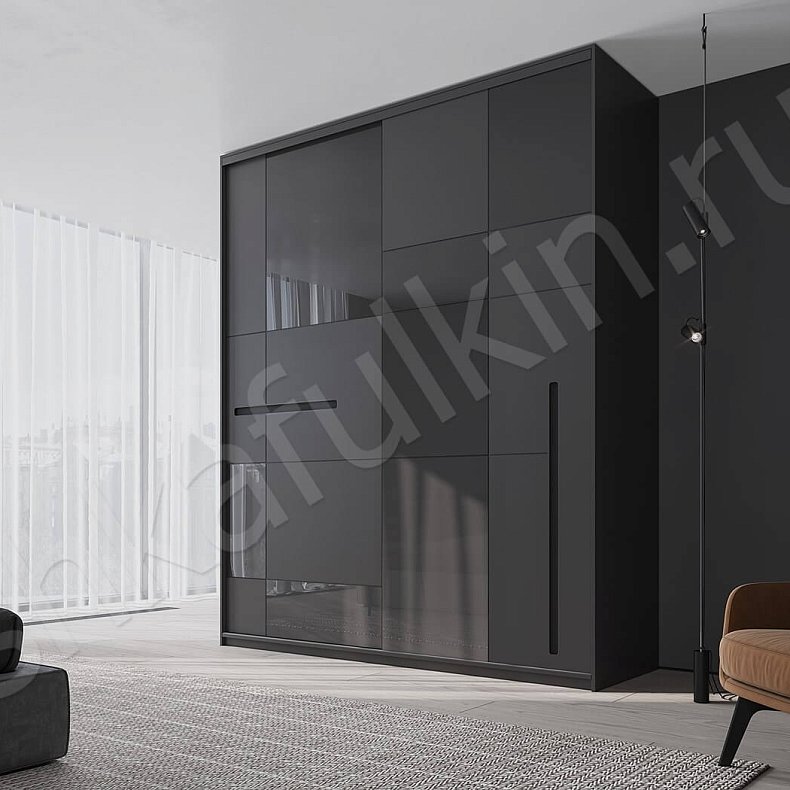 Шкаф-купе Авогадро Черный Современный 2х створчатые Спальня 