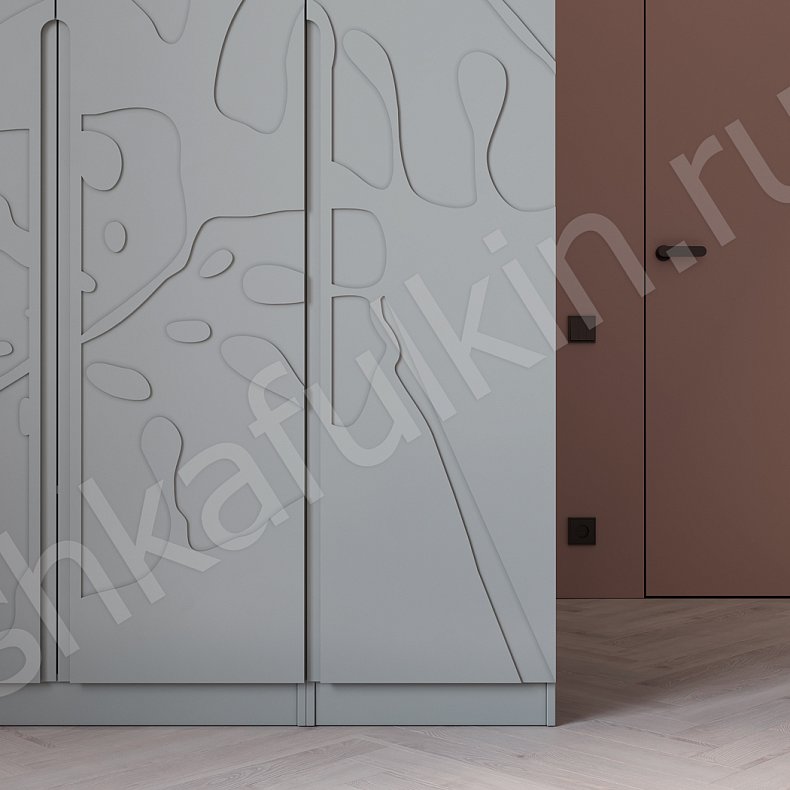 Изображение Шкаф Монстера Серый Темные Светлые Модерн 4х створчатые Спальня Для вещей 7