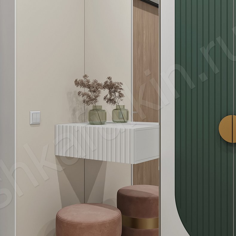 Прихожая Рианна Белый Цветной Темные Зеленый Современный 4х створчатые Прихожая Для вещей 2