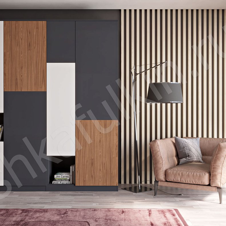 Изображение Шкаф Денди Темные Светлые Серый Коричневый Белый Скандинавский 4х створчатые Спальня Для вещей Для белья 4