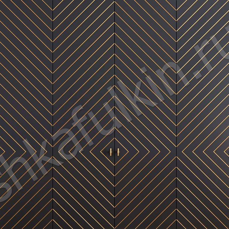 Шкаф Фабиани Черный Золото Темные Современный 6и створчатые Гостиная Для вещей 5