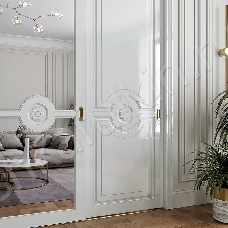 Изображение Шкаф-купе Монро Белый Светлые Серый Классика 3х створчатые Гостиная Для вещей 3