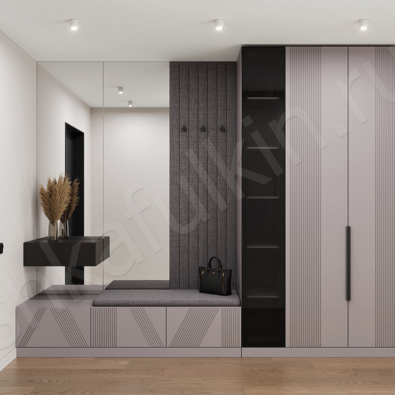 Прихожая Клеопатра Черный Светлые Серый Современный 2х створчатые Прихожая Для вещей