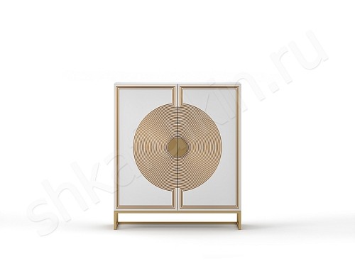 Изображение цвета Тумба Ришелье Белый Золото Светлые Неоклассика 2х створчатые Спальня Для вещей