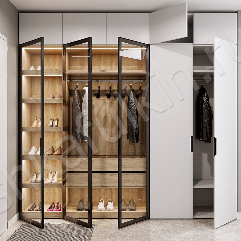 Изображение Прихожая Антей Белый Древесный Светлые Современный 5и створчатые Прихожая Для вещей 5