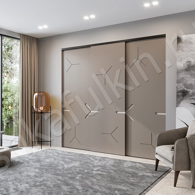 Шкаф-купе Трецента Коричневый Светлые Хай-тек 3х створчатые Гостиная Для вещей