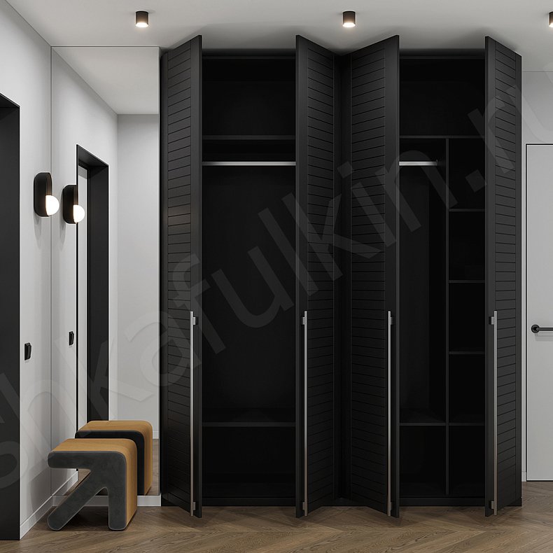 Прихожая Альба Темные Черный Современный 4х створчатые Прихожая Для вещей 3
