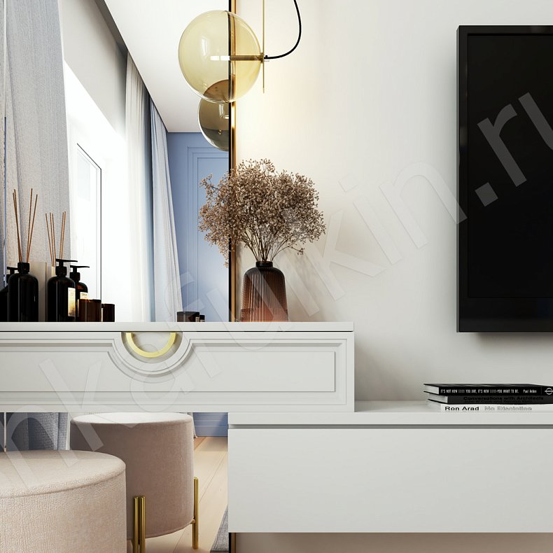 Изображение Гарнитур Агнесса Белый Светлые Неоклассика 4х створчатые Спальня Для вещей 5