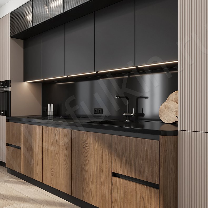 Кухня Лальберо Светлые Древесный Коричневый Современный   Для декора Для посуды 5