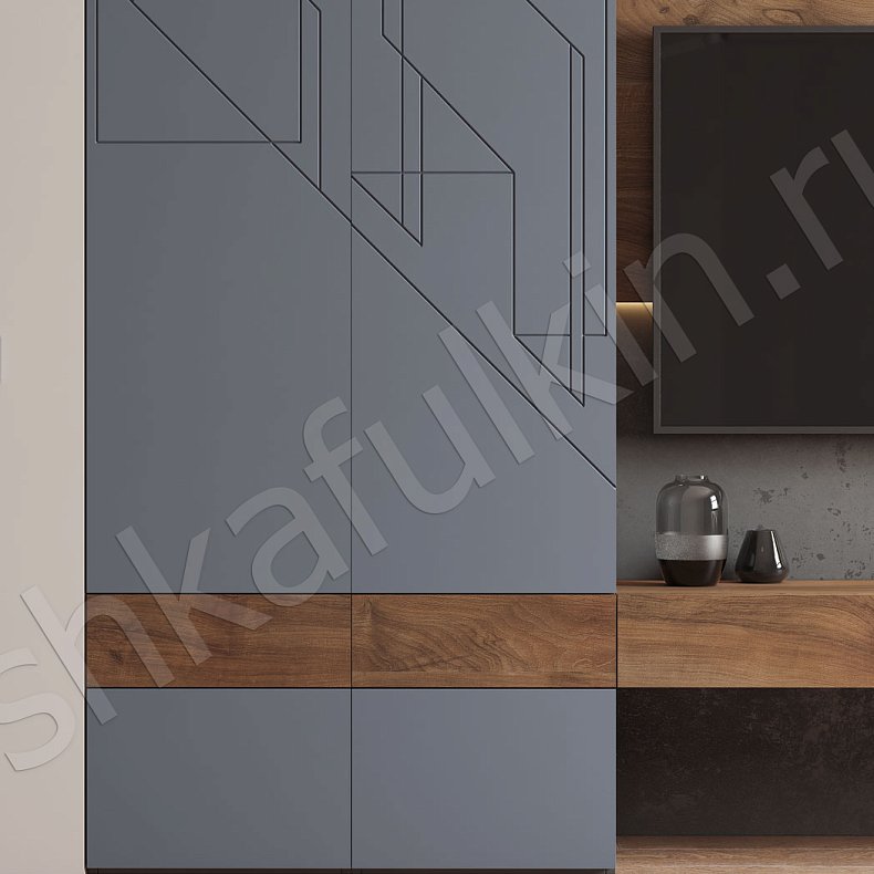 Изображение Стенка Сигма Темные Древесный Серый Современный 2х створчатые Гостиная Под ТВ Для вещей 3