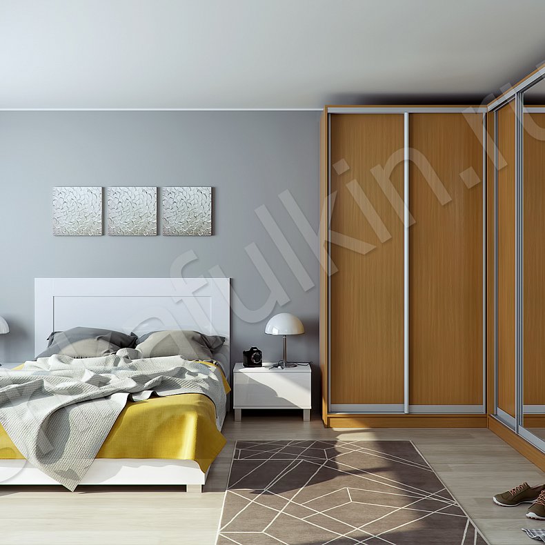 Шкаф-купе Корнелиус Светлые Древесный Минимализм 5и створчатые Спальня Для вещей 1