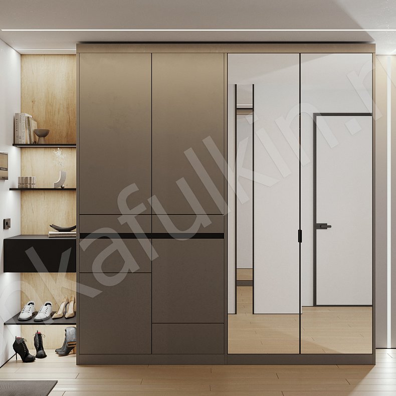 Прихожая Трофи Темные Серый Минимализм 4х створчатые Прихожая Для вещей