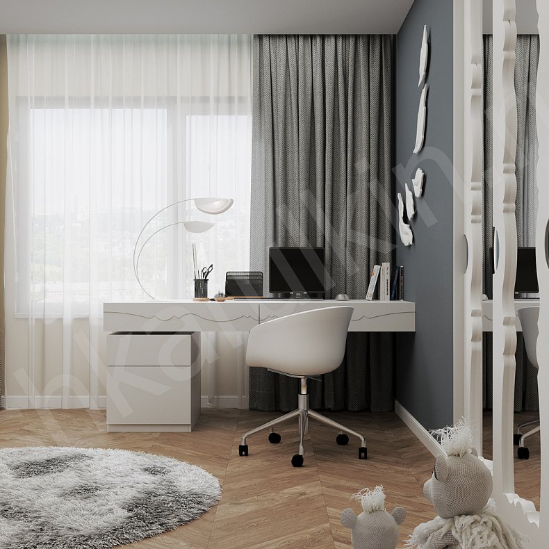 Изображение Гарнитур Мелани Белый Светлые Модерн 3х створчатые Детская Для вещей 6