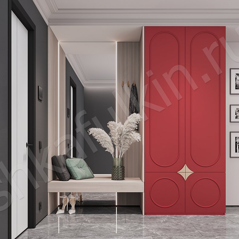Прихожая Вивиан Красный Светлые Современный 2х створчатые Прихожая Для вещей