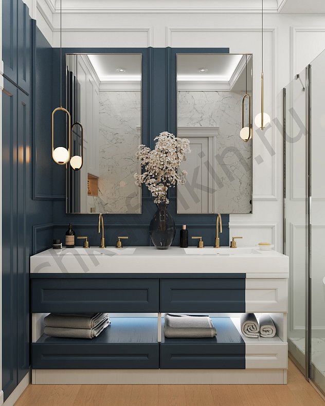 Мебель в ванную Рори Темные Синий Цветной Неоклассика   Для вещей 3