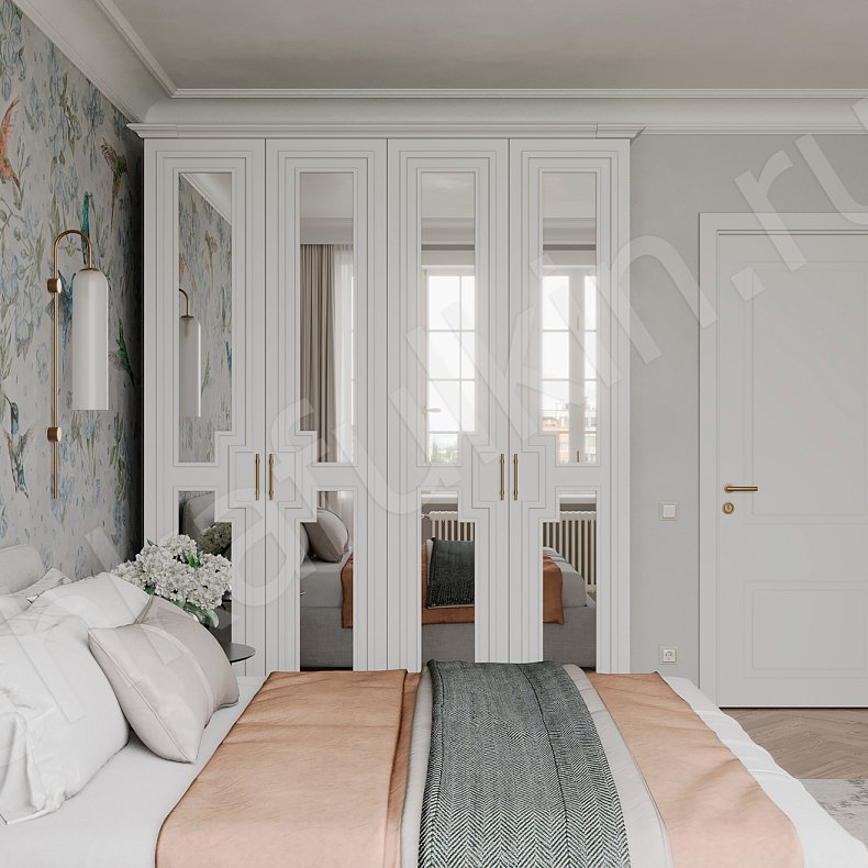 Шкаф Мадонна Белый Неоклассика 4х створчатые Спальня Для вещей 1