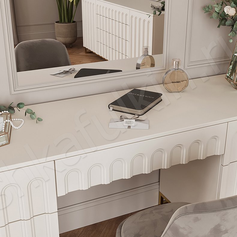 Изображение Гарнитур Командор Светлые Белый Цветной Синий Современный 6и створчатые Спальня Для белья Для декора Под ТВ Для вещей 15