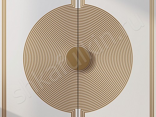 Изображение цвета Тумба Ришелье Белый Золото Светлые Неоклассика 2х створчатые Спальня Для вещей