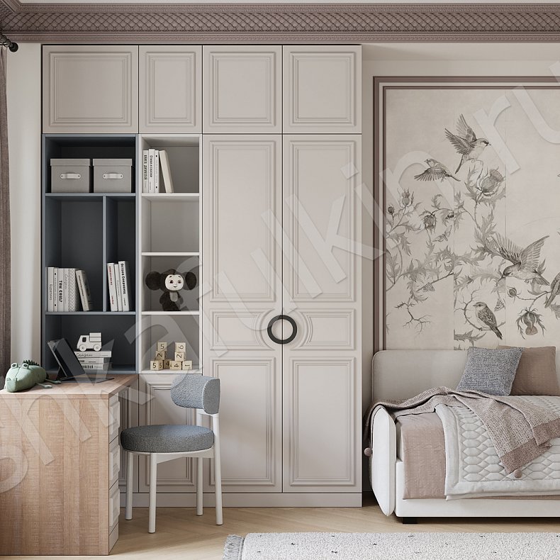 Изображение Детская Капулетти  Неоклассика 2х створчатые Детская Для вещей Для книг 3