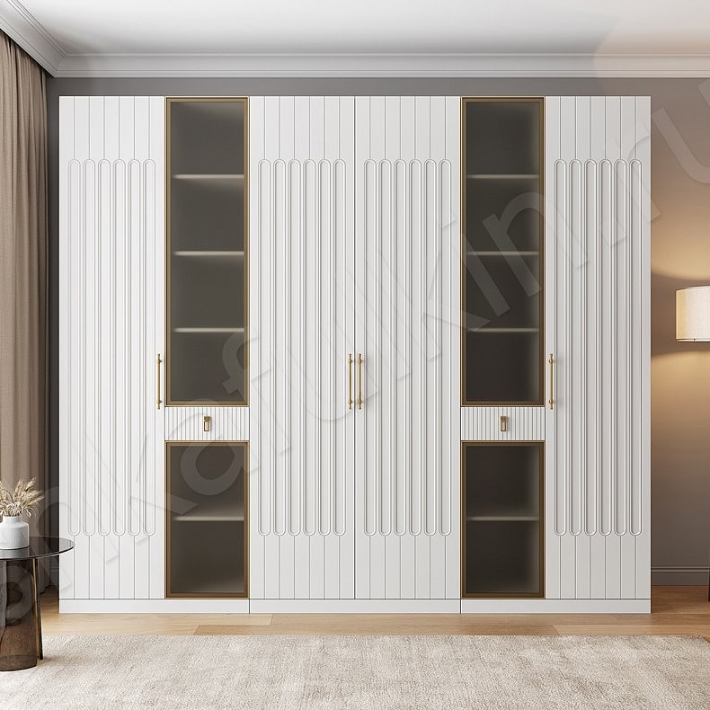 Шкаф Антариус Светлые Белый Современный 6и створчатые Гостиная Для вещей Для декора Для белья 1