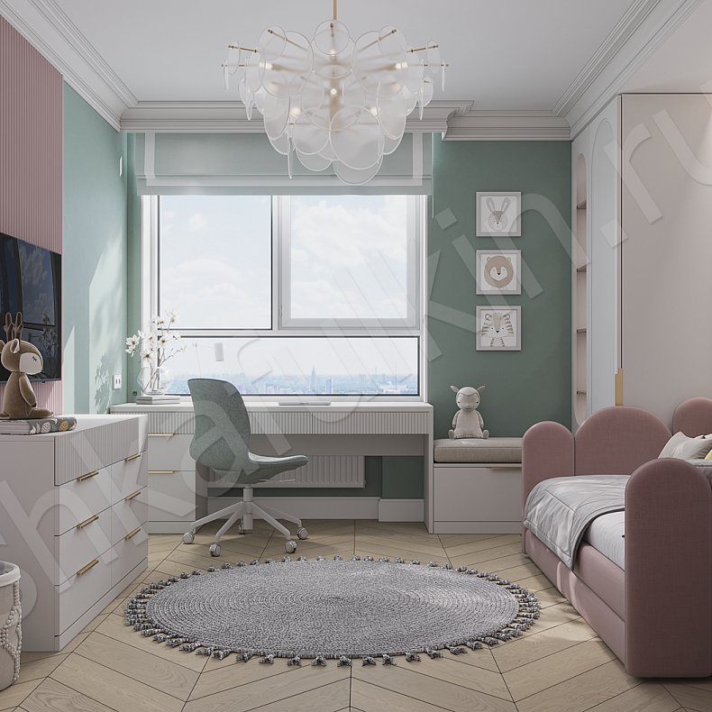 Изображение Детская Скаволлини Белый Неоклассика 2х створчатые Детская Для вещей 2