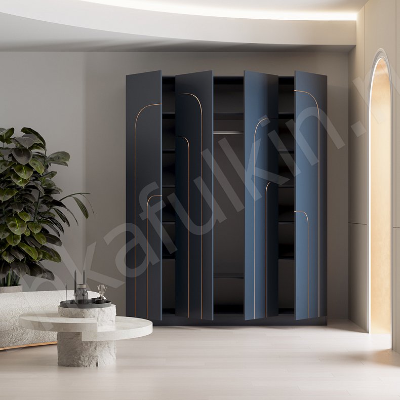 Шкаф Лакруа Золото Современный 4х створчатые Гостиная Для вещей 8