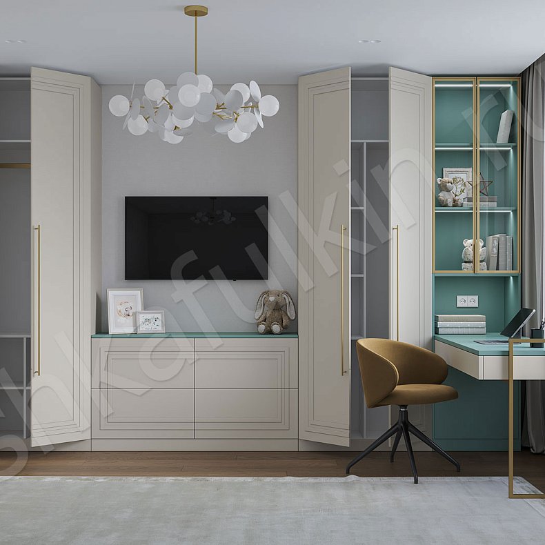 Гарнитур Галилео Черный Белый Светлые Темные Неоклассика 4х створчатые Детская Для книг Для декора Для вещей 11