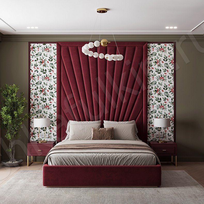 Гарнитур Новелла Темные Красный Цветной Неоклассика 5и створчатые Спальня Для вещей Для белья 2